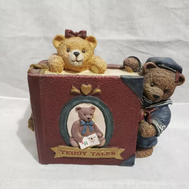 Figi 1998 Vtg Ceramic Teddy Bear Clock Book 6,5"H
