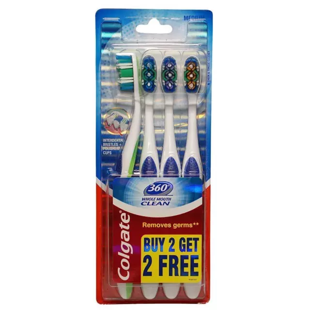 Colgate 360 cepillo de dientes para toda la boca, paquete de 3 mediano