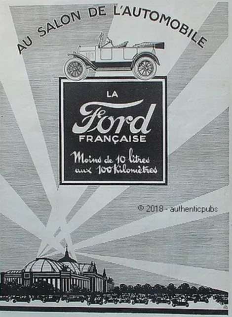 Publicite Ford Salon Automobile Moins De 10 Litres Aux 100 Km De 1924 French Ad