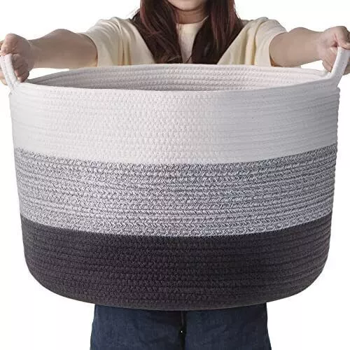 Large Cotton Rope Storage Basket: Humbson Baby Laundry Woven hamper - 21.7 x ...