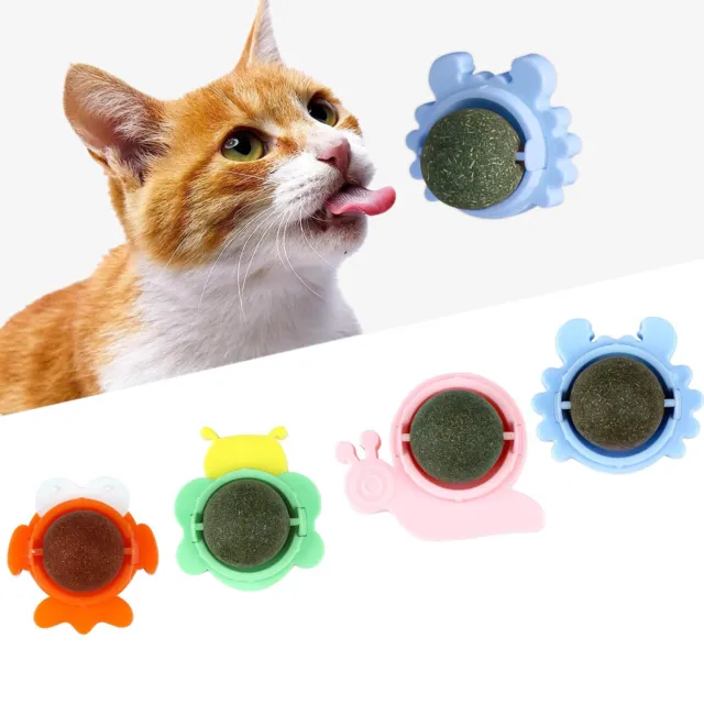 contailKY 4 Pièces Jouet Naturel pour Chat Balle Tournante Colorée De Gazon p...