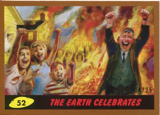 Mars Attacks The Revenge Bronze [25] Base Card #52 The Earth Celebrates