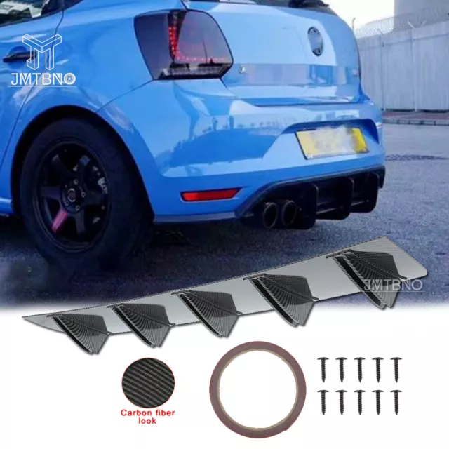 For VW Golf Jetta GTI Passat Rear Diffuser Bumper Fins Spoiler Lip Carbon Fiber
