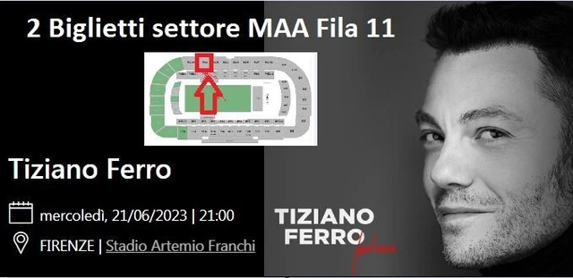 Biglietti concerto Tiziano Ferro 21/06/2023 Firenze Stadio Franchi leggi info