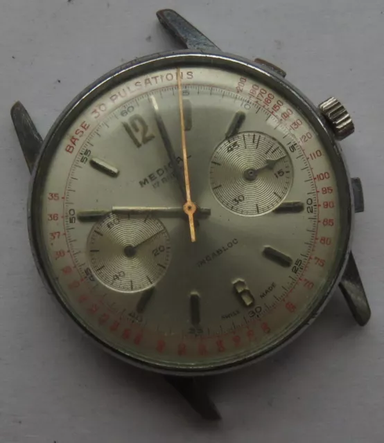 Medical chronograph mens wristwatch nickel chromiun case load manual