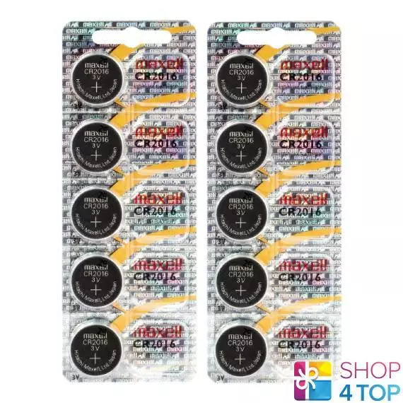 10 Maxell Cr2016 Lithium Batteries 3V Coin Cell Hologram Pack Exp 2025 New