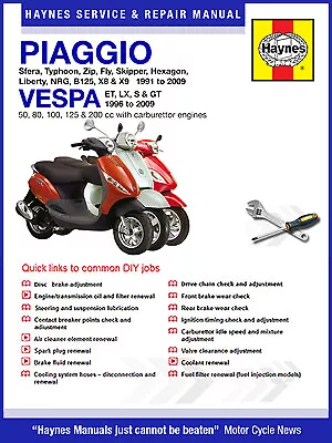 Piaggio & Vespa Scooters (1991-2009) Haynes Online Motorcycle Manual