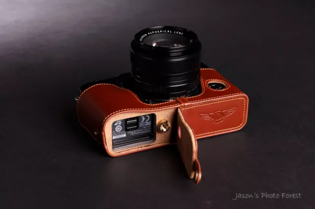 Genuine real Leather Half Camera Case bag cover for FUJIFILM X-Pro1 Bottom Open