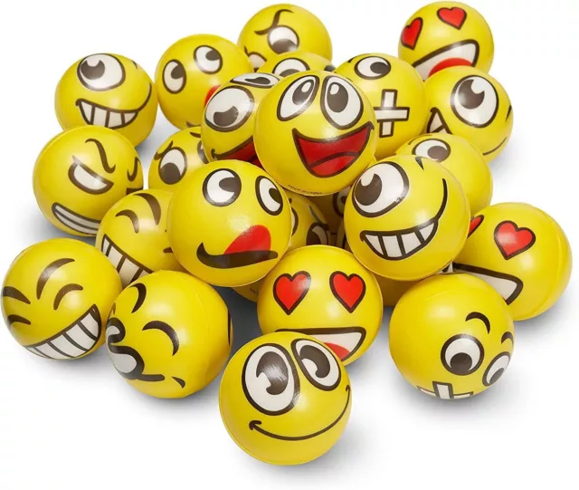 24er-Set Anti-Stress-Ball mit Emoji-Gesichtern Entspannungsball Give Away Smiley