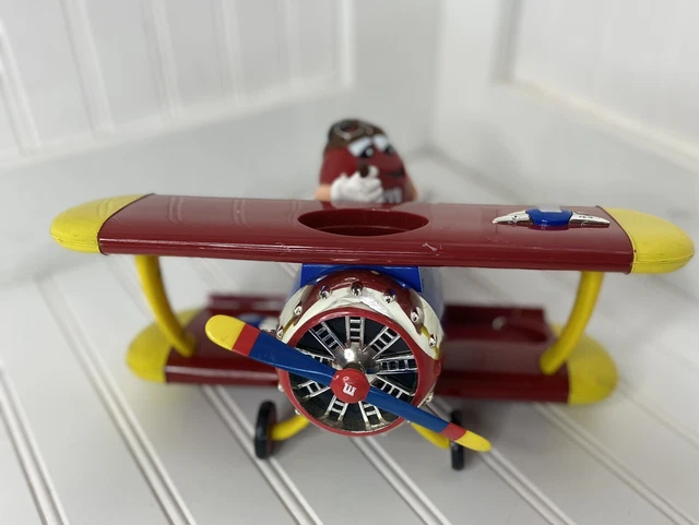 M&M's World Red Airplane Candy Dispenser Yellow Character Topper Missing