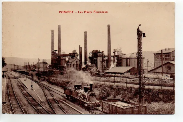 POMPEY - Meurthe et Moselle - CPA 54 - Les Hauts furnneaux et TRAIN locomotive