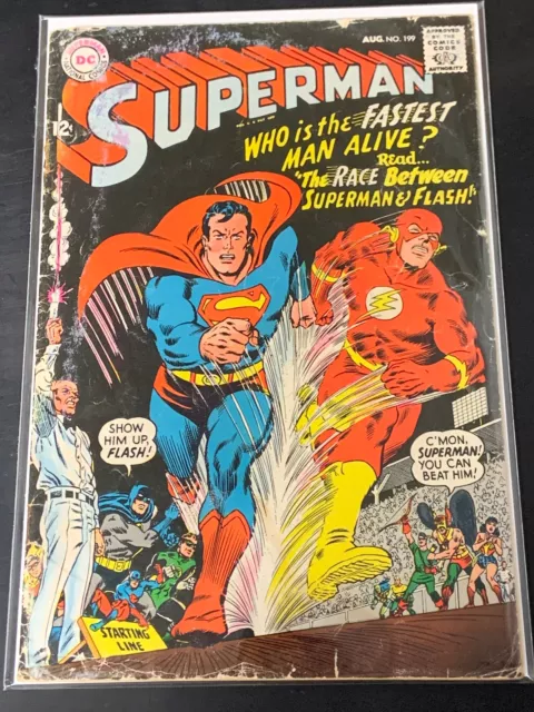 Superman 199 DC 1967 1st Flash vs Superman race
