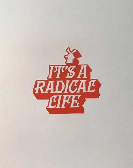 DUTCH BROS STICKER NOVEMBER 2022 It's a Radical Life Red White Windmill