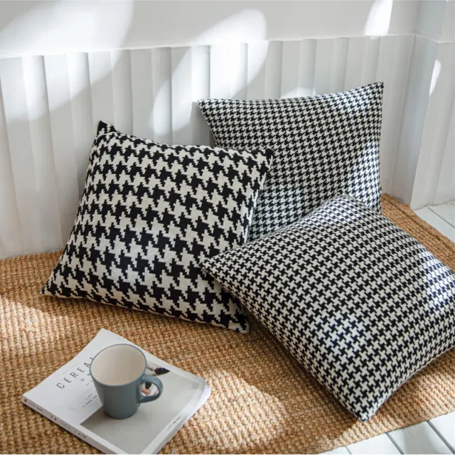 Cozy Cotton Knit Houndstooth Cushion Cover Home Cafe Decor Throw Pillow Case