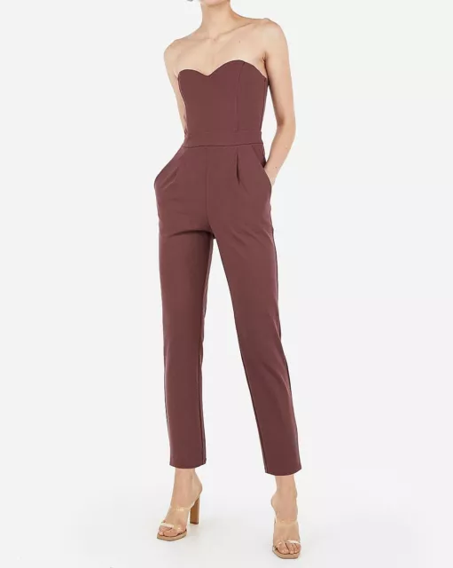 New Express Wild Ginger Strapless Sweetheart Jumpsuit Sz 12