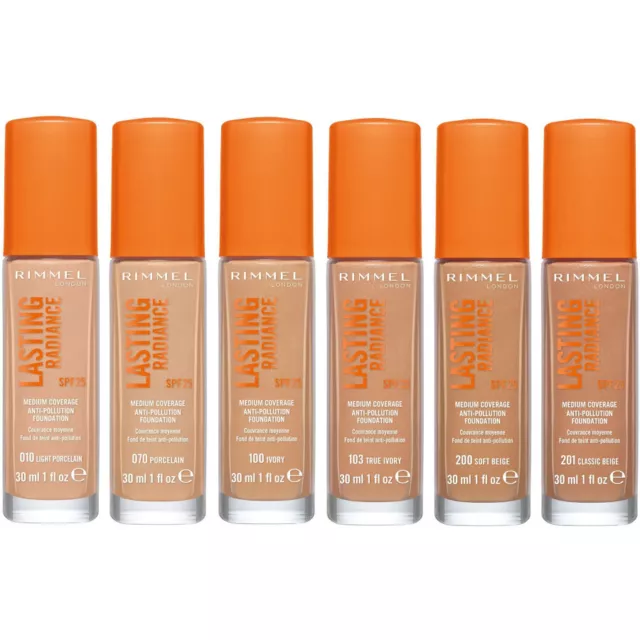 RIMMEL Lasting Radiance Medium Coverage Foundation 30ml  - CHOOSE Your Shades**