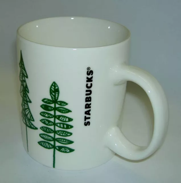 STARBUCKS 2015 Christmas Pine Tree Green on White 12 Fl oz Coffee Tea Mug