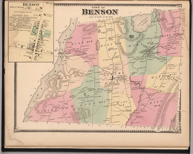 1869 Atlas RUTLAND COUNTY maps VERMONT state GENEALOGY LAND OWNERSHIP DVD P24