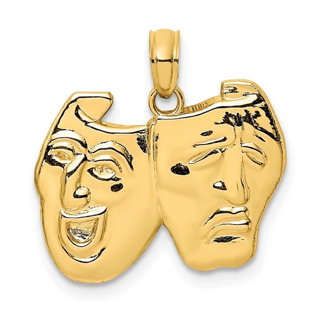 14k Yellow Gold Comedy/Tragedy Charm Pendant 2.33 GR L-14.9 mm W-19.3 mm