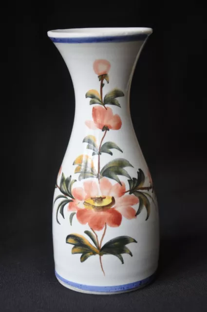 Vase céramique BASSANO Italie fait main 18,5 cm vintage décor fleuri