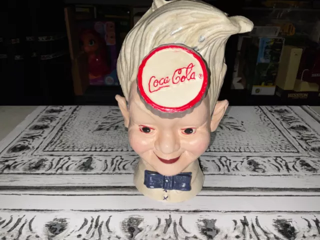 Cast Iron Coca-Cola "Sprite Boy" Soda Head Heavy Coin Bank 7.5”