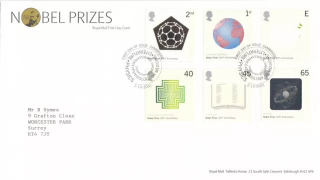 (133814) Nobel Prizes GB RM FDC Cambridge 2001