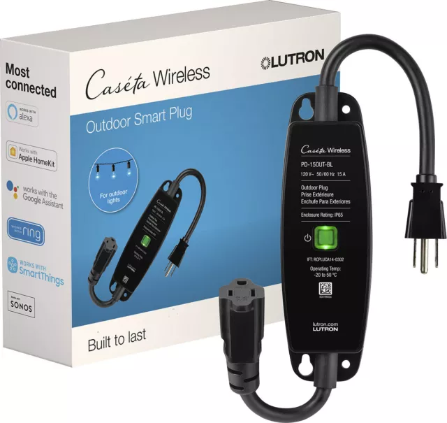 Lutron - Caseta Weatherproof+ Outdoor Smart Plug for Landscape and String Lig...