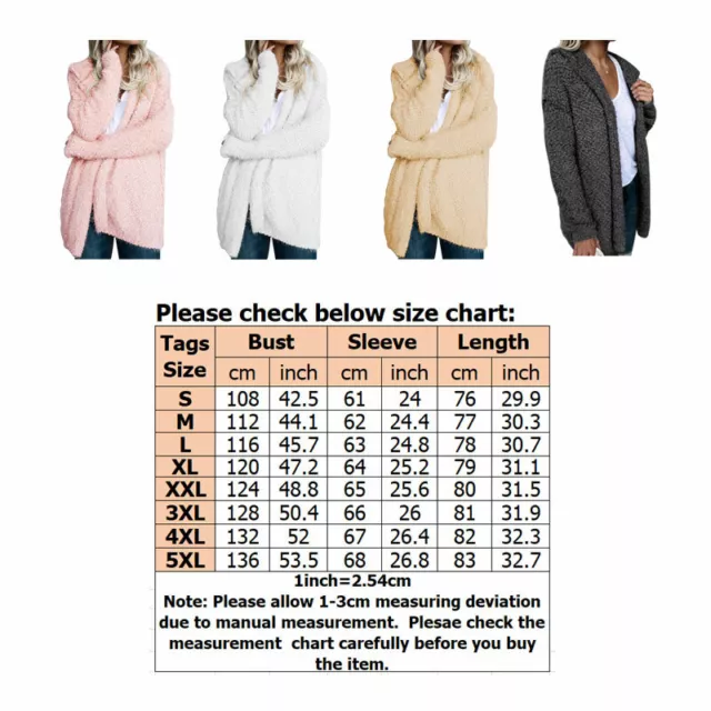 Womens Winter Warm Teddy Bear Fluffy Coat Ladies Hooded Fleece Jacket Outwear 2