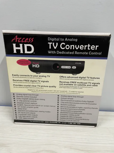 Access HD Digital to Analog TV Converter w/ Remote Control DTA1080D New Open Box