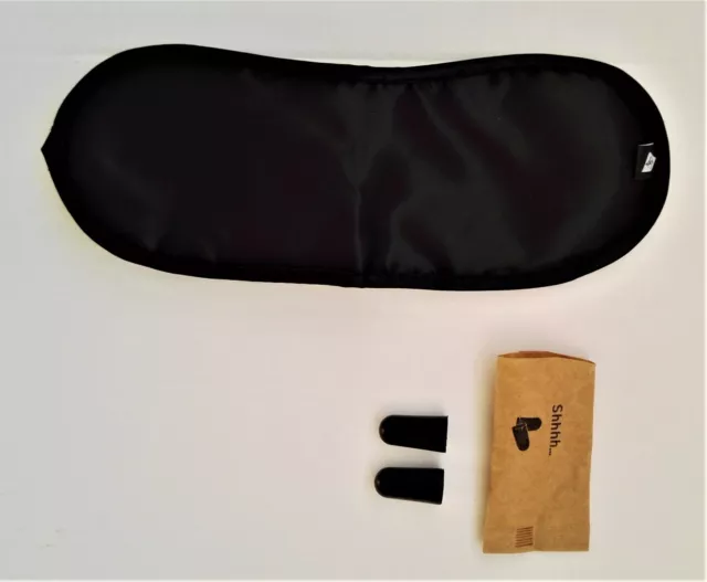 Sleep Eye Mask & One Pair Of Ear Plugs; Black; New