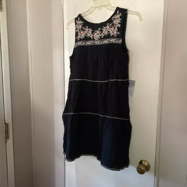 NWT Max Studio Black Sleeveless Floral Embroidered Bodice Gauzy Dress Size S