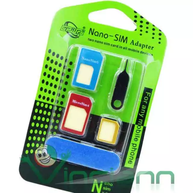 Kit 5in1 adattatore Nano Micro SIM limetta ago spillo per HTC One mini DRI
