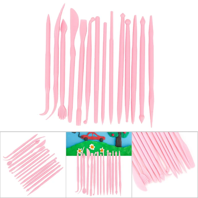 (Rose)14pcs Trousse à Outils En Céramique Poterie Outils 'argile En Plastique
