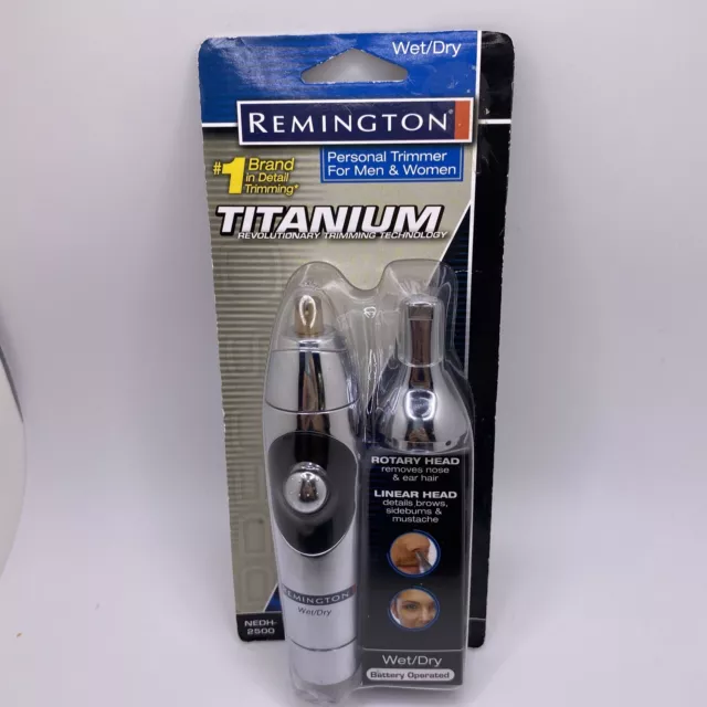 REMINGTON Titanium Mens Personal Trimmer NEDH-2500 Battery Operated Silver NIB