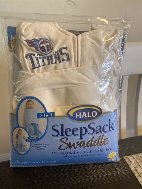 Halo Creme Micro-Fleece Sleep Sack Swaddle Sz NB Tennessee Titans embroidered