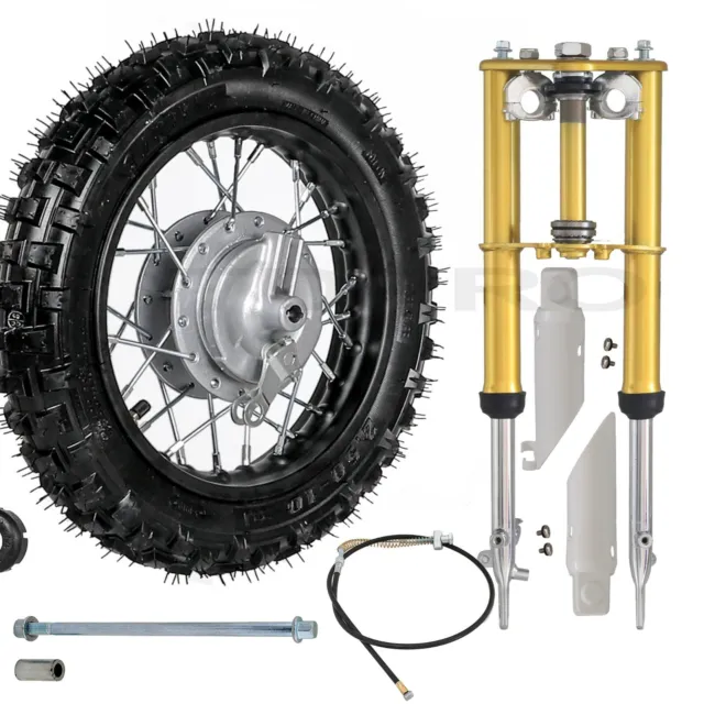 Front Forks Assembly +2.50-10 Tire 10" Wheel Drum Brake Dirt Bike CRF50 XR50 TTR