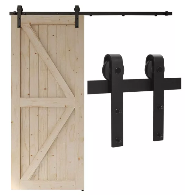 Sliding Barn Door Hardware Kit Black Modern Closet Hang Style Track Rail