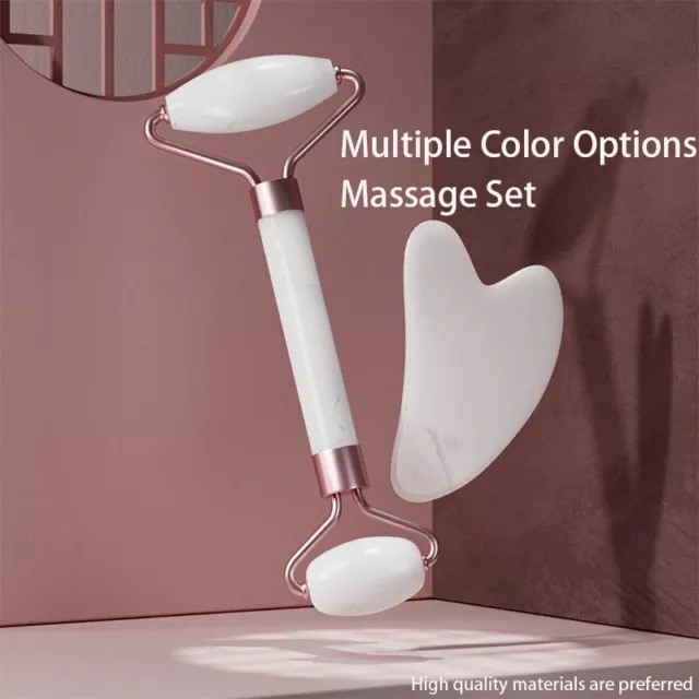 Jade Roller Visage et Gua Sha Masseur Facial naturel Gua Sha et Rouleau de Jade