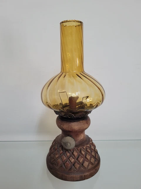 Lampada Ad Olio Antica A Cherosene/paraffina - Ottone E Vetro, Stile Vittoriano, 1900-1919, Originale