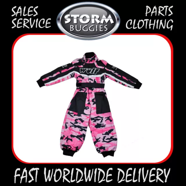 Wulfsport Cub MX Racing Suit - Camo Red, Blue and Pink