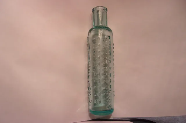 Mrs Winslow's Soothing Opium Teething Syrup 5" Antique Aqua Glass Bottle 1850-80