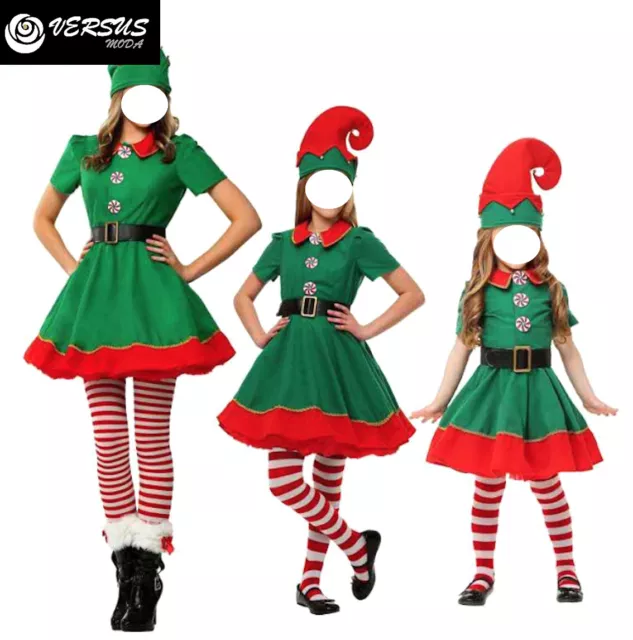 Vestito Costume Elfo Elfa Babbo Natale Bambini Adulti Cosplay Elf Suit ELF009 10 3