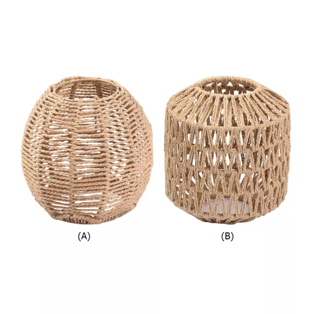 Simulated Rattan Ceiling Light Cover Rustic Handmade Woven Lamp Shade Home Decor 2