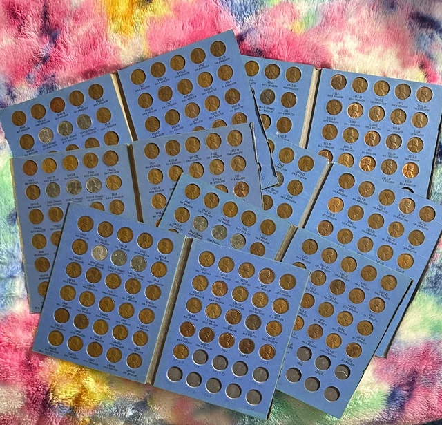 Complete 1941-1958 P-D-S Lincoln Cent Set (51 Coins) In Whitman Folder    #200