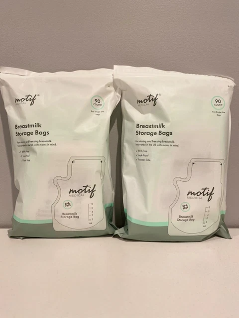Lot of 2 Motif Breastmilk Storage Bags 90 Ct EA (180 total)  8 oz BPA Free