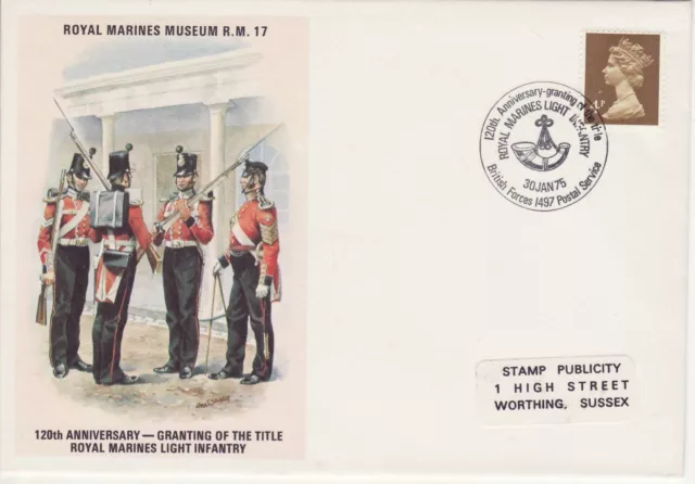 GB Stamps Souvenir Cover Army,  120th Anniv. Light Infantry Royal Marines 1975