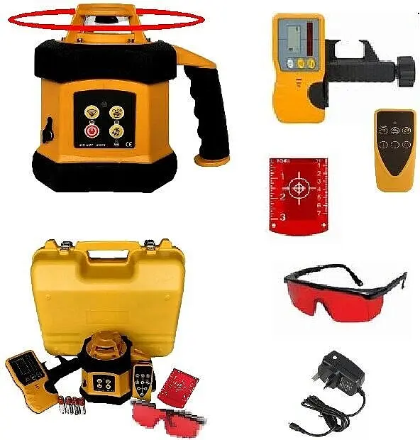 Spot-On Rotary Laser Level Set Self-Levelling Dual-Grade Receiver Remote Control