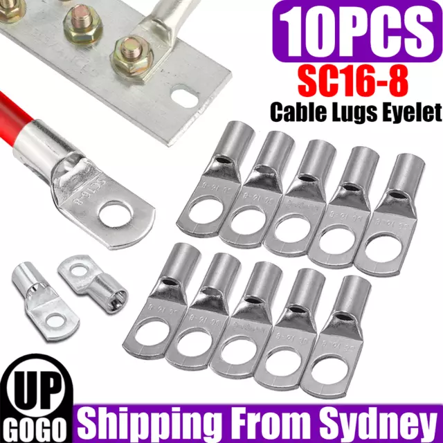 10x SC16-8mm Tinned Copper Lug Cable Lugs Battery Connector Terminals Wire AU