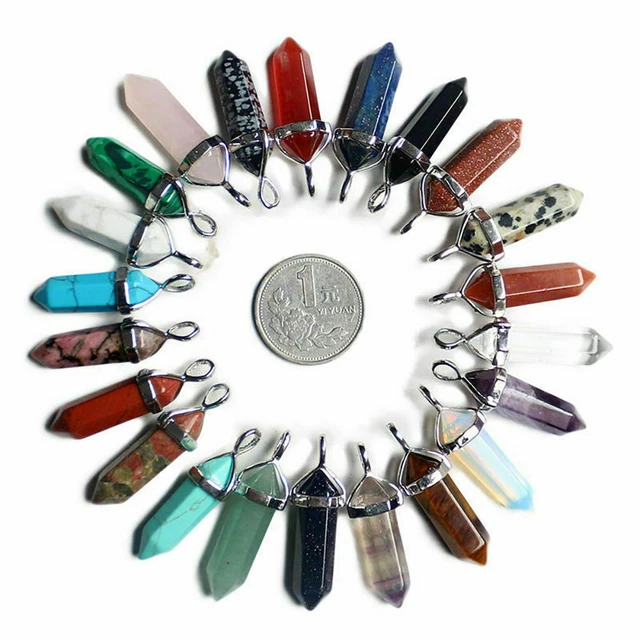 16PC Natural Quartz Crystal Point Chakra Healing Gemstone Pendant Necklace Stone 10