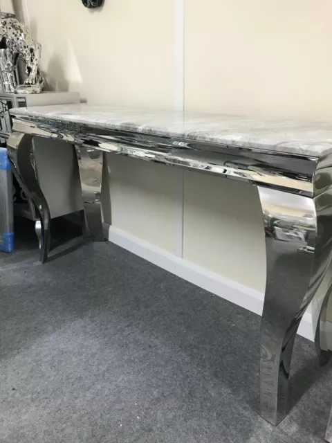 Louis Console Table with Grey Solid Marble Top, 120 cm long stunning table